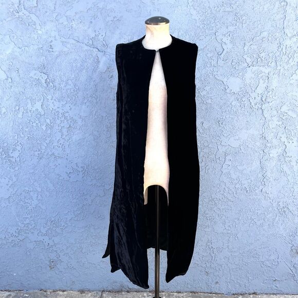 Vintage 1970s Mod Velvet Vest Long Tunic Size S/M - Picture 8 of 10